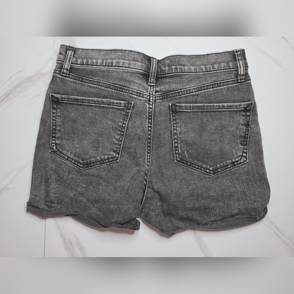 Express Charcoal Gray Distressed Denim Shorts | Size 4 - Picture 2 of 4